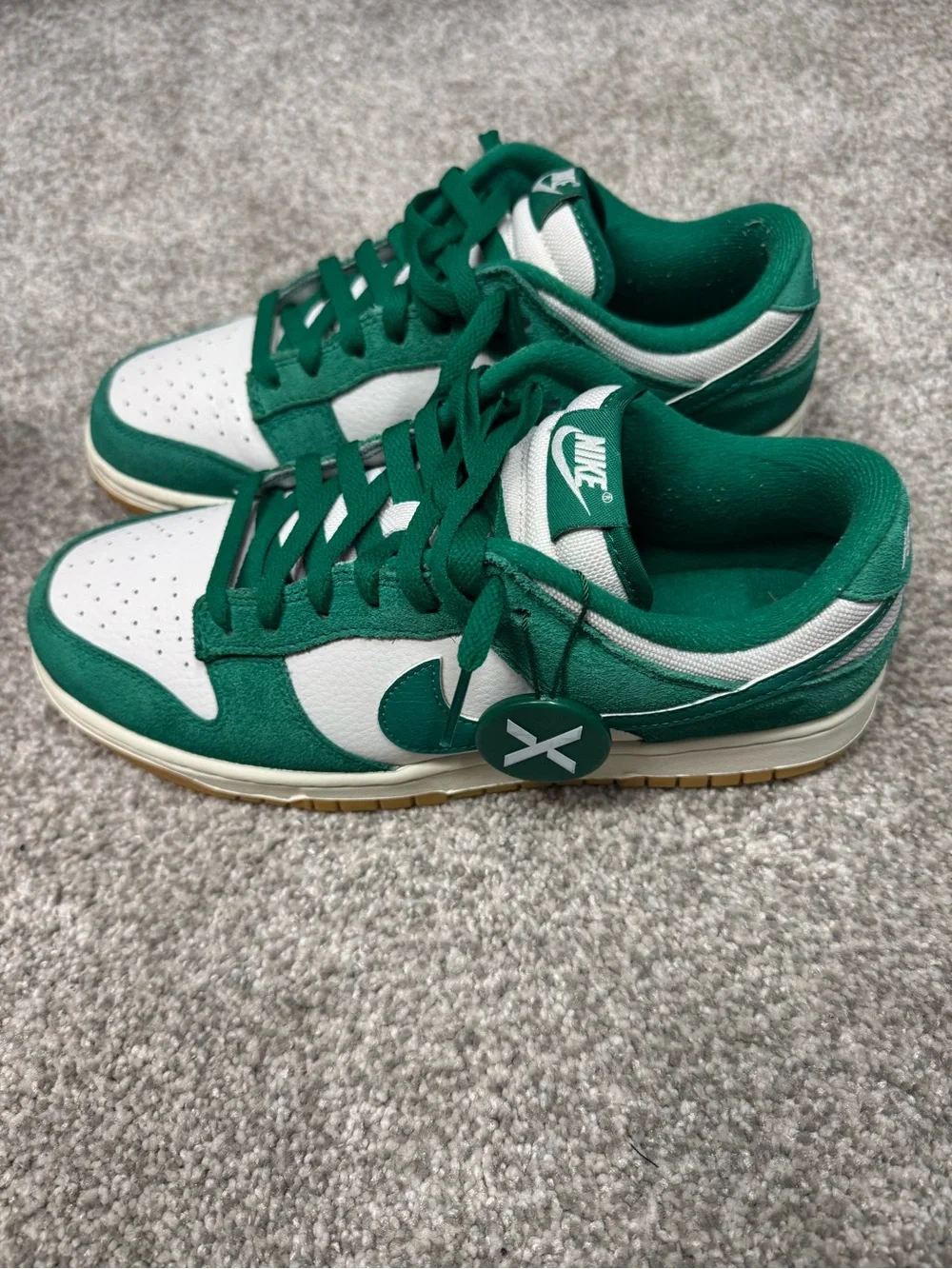 Nike Men’s Green & White Low-Top Sneakers - Suede Accent